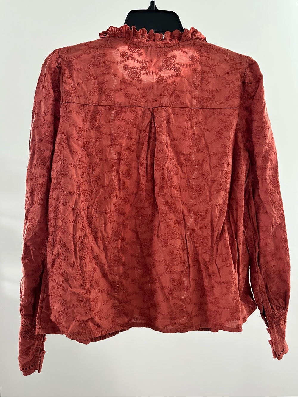 Calypso St. Barth Rust Button-Front Lace Classy Blouse - Picture 7 of 7